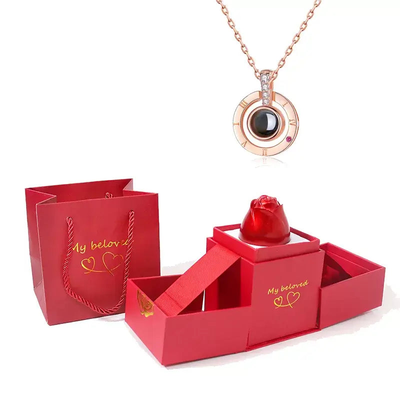 Colar Eu Te Amo + ( Caixa de Presente Especial Rosa Box)